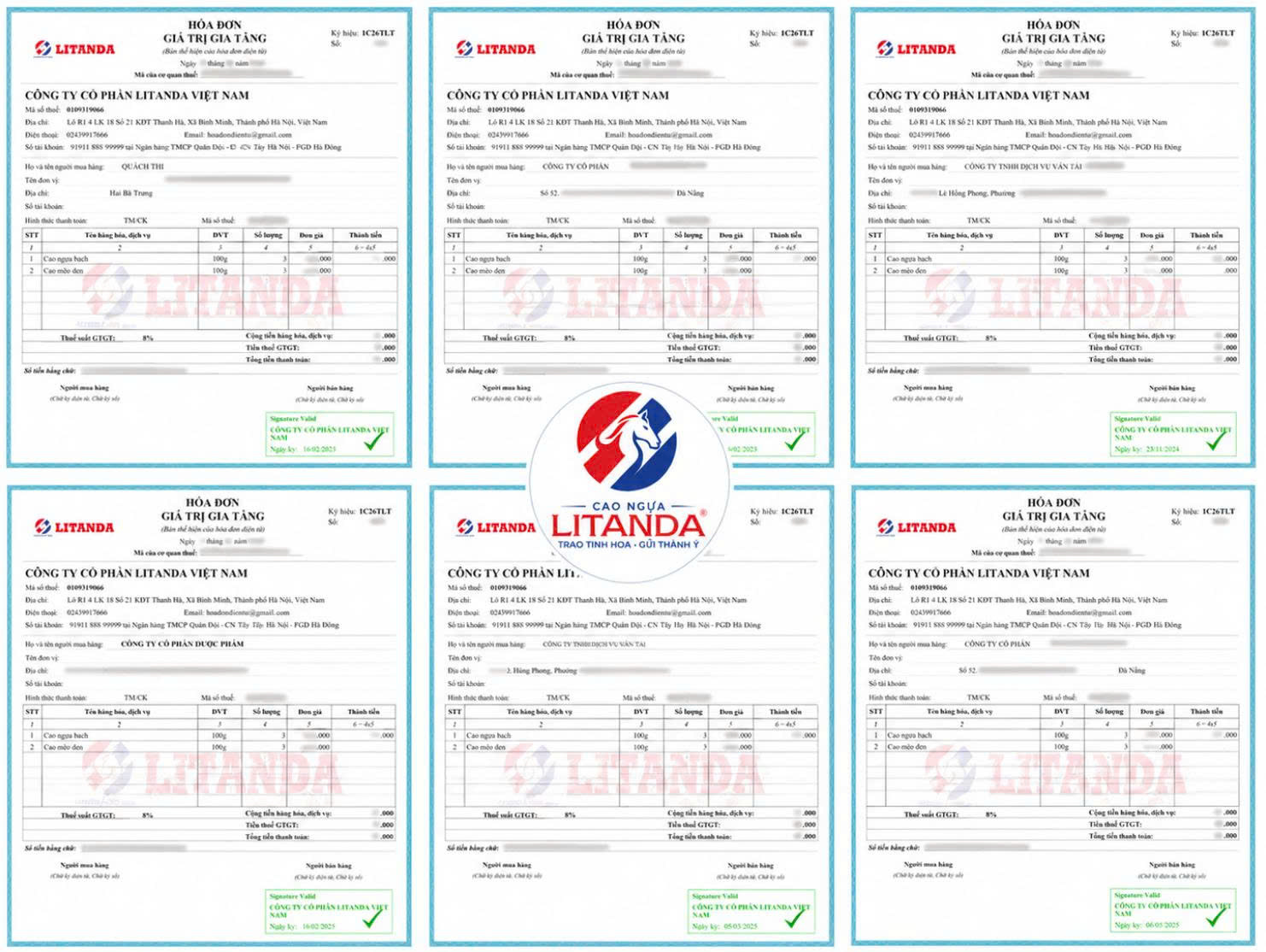 Mua cao ngựa bạch tại Litanda đươc cấp hóa đơn rõ ràng