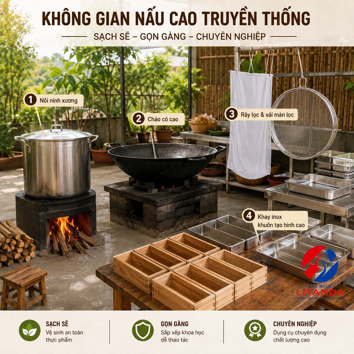Các dụng cụ nấu cao theo kiểu truyền thống