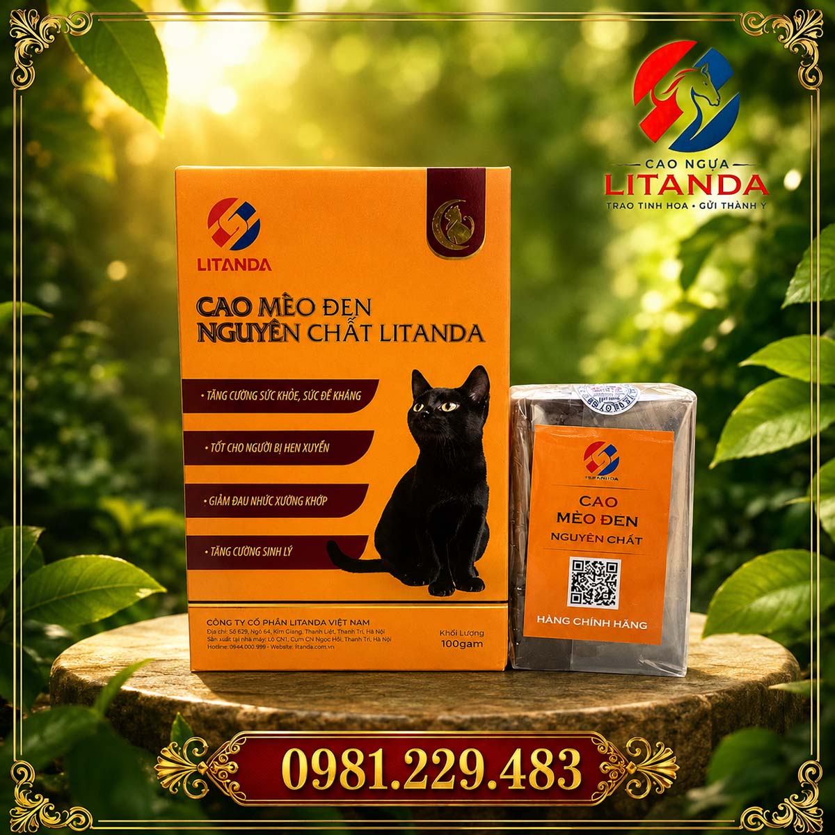 Cao mèo đen Litanda - Sản phẩm nguyên chất 100% từ xương mèo