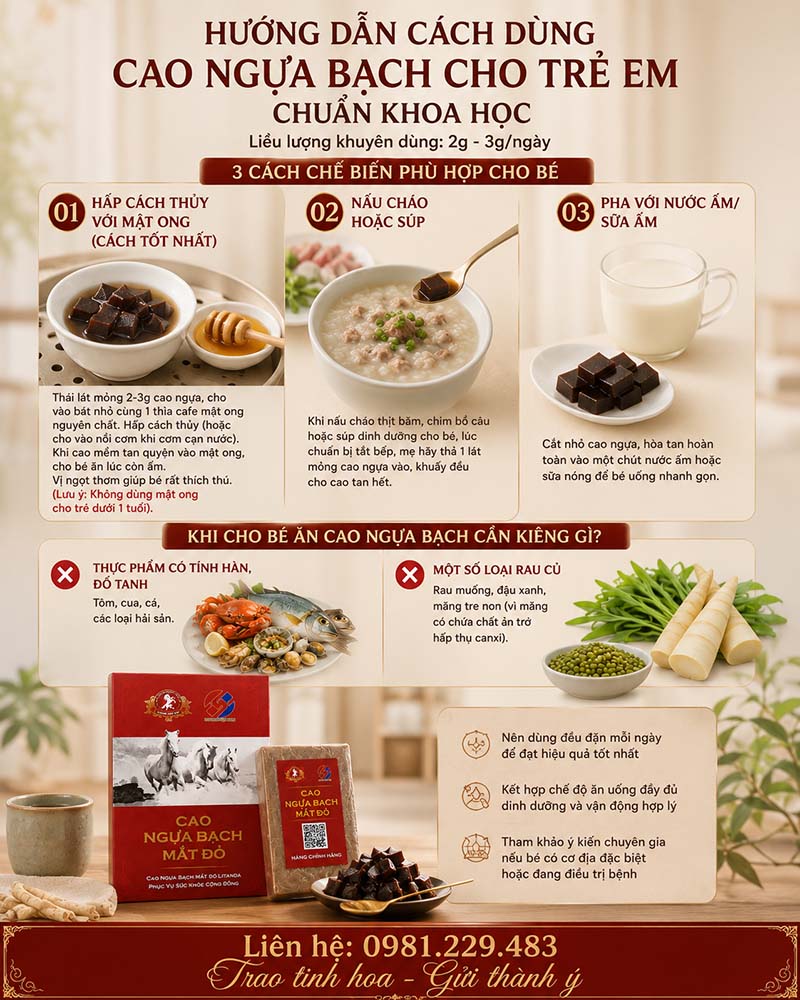 Hướng dẫn cách dùng cao ngựa bạch cho trẻ em