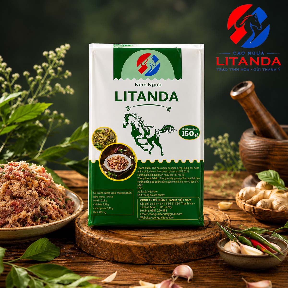 Nem ngựa Litanda được đóng gói nhỏ gọn, tiện dụng cho cuộc sống hiện đại