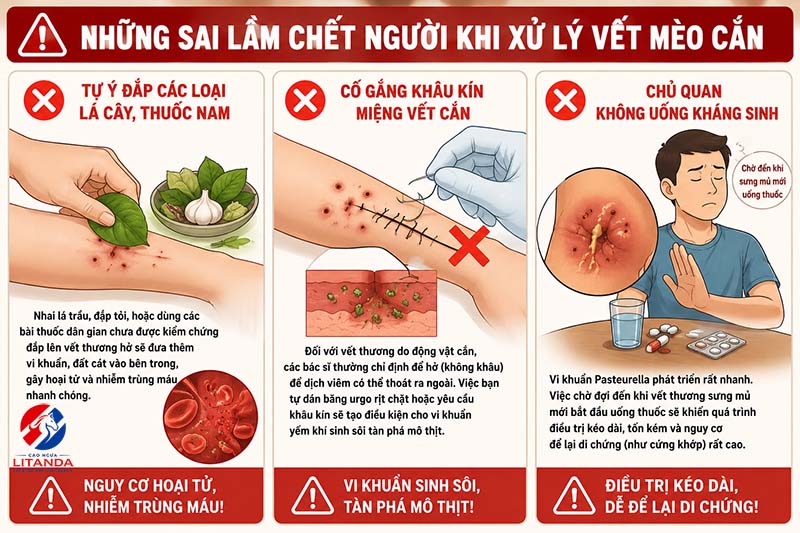Những sai lầm khi xử lý vết mèo cắn