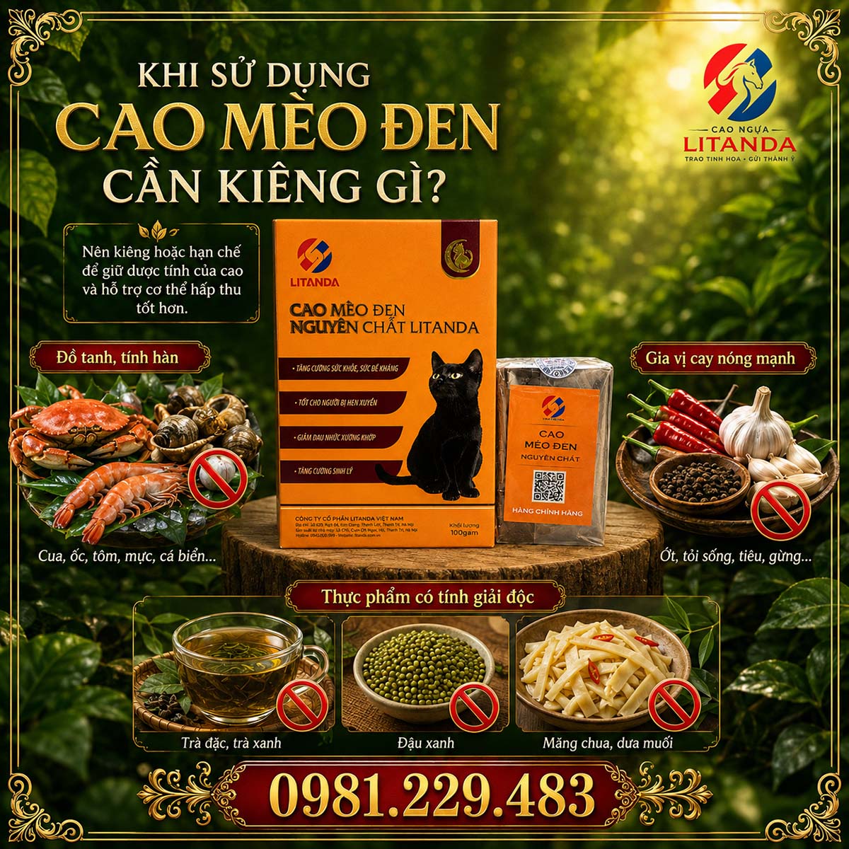 Những thực phẩm cần kiêng khi sử dụng cao mèo đen