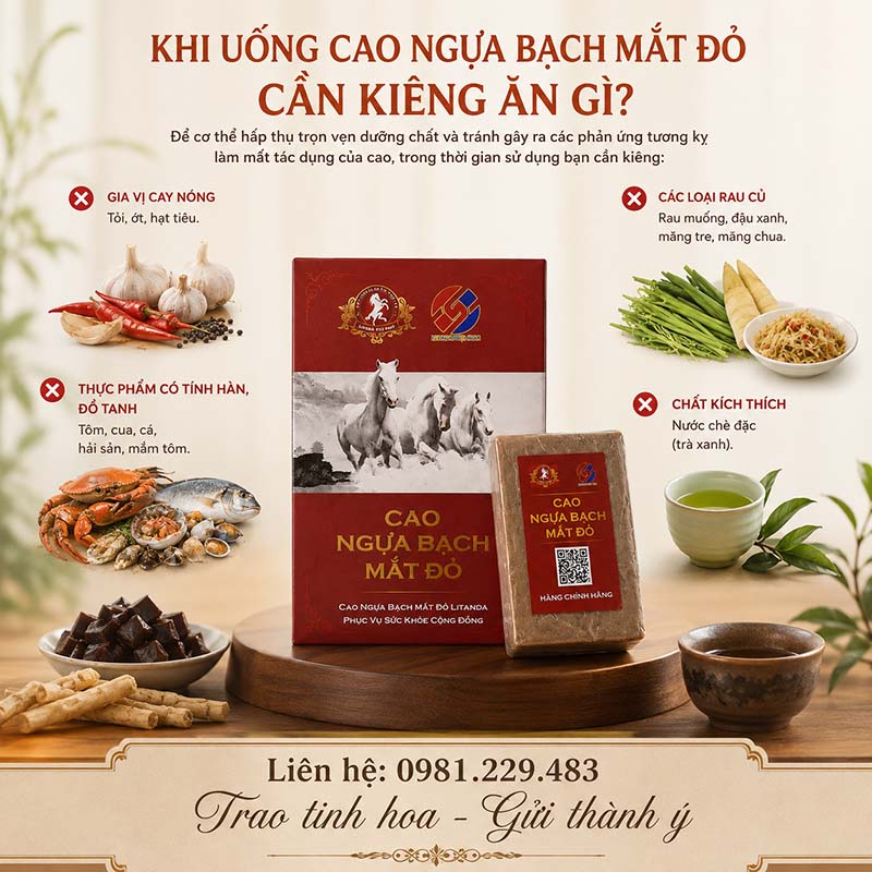 Những thực phẩm cần kiêng khi sử dụng cao ngựa bạch mắt đỏ 