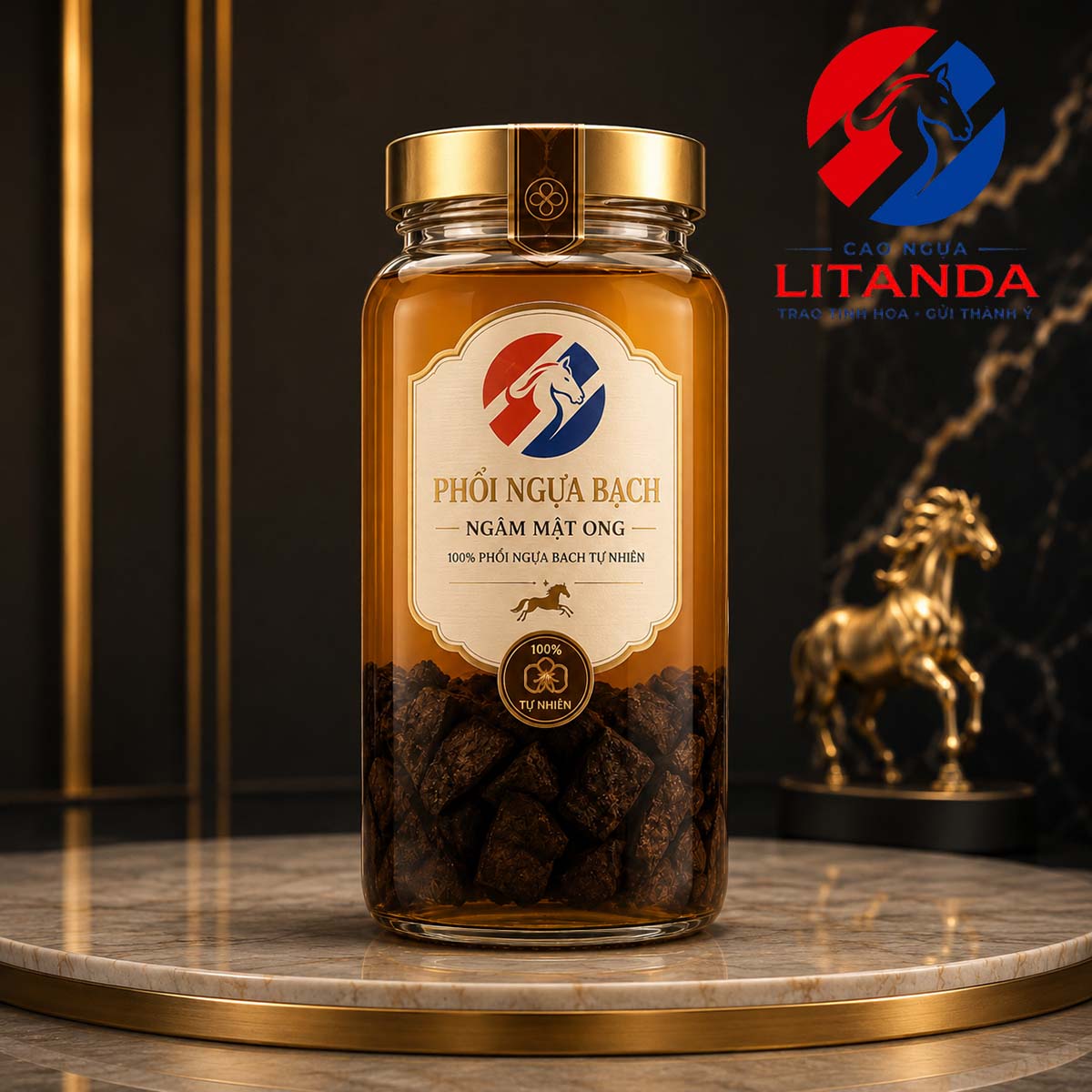 Phổi ngựa bạch ngâm mật ong nguyên chất Litanda