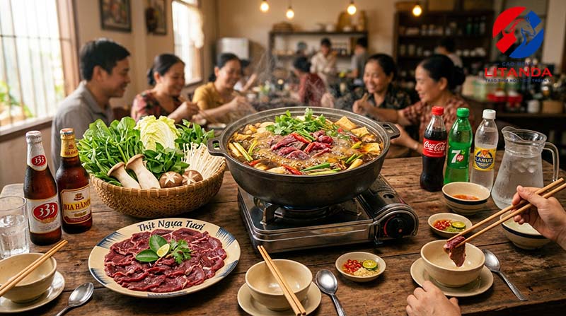 Lẩu ngựa là món ngon phù hợp cho bữa tiệc sum vầy